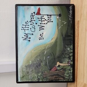 Hand Painted Golf Sign Plaque Wall Art Wall Decor Hand. 11.5 X 8.5